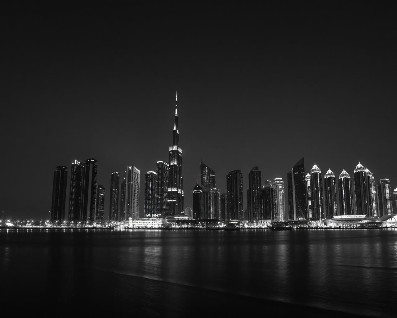 Skyline de Dubái al anochecer